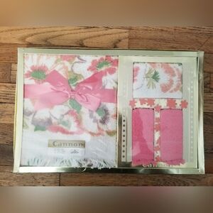Vintage 4 Pc Cannon 100% Cotton Floral Bath Towel Set Sealed In Box